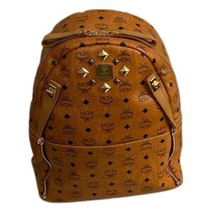 MCM Cognac Visetos Logogram Large Backpack with Studs EUC with Dustbag & COA